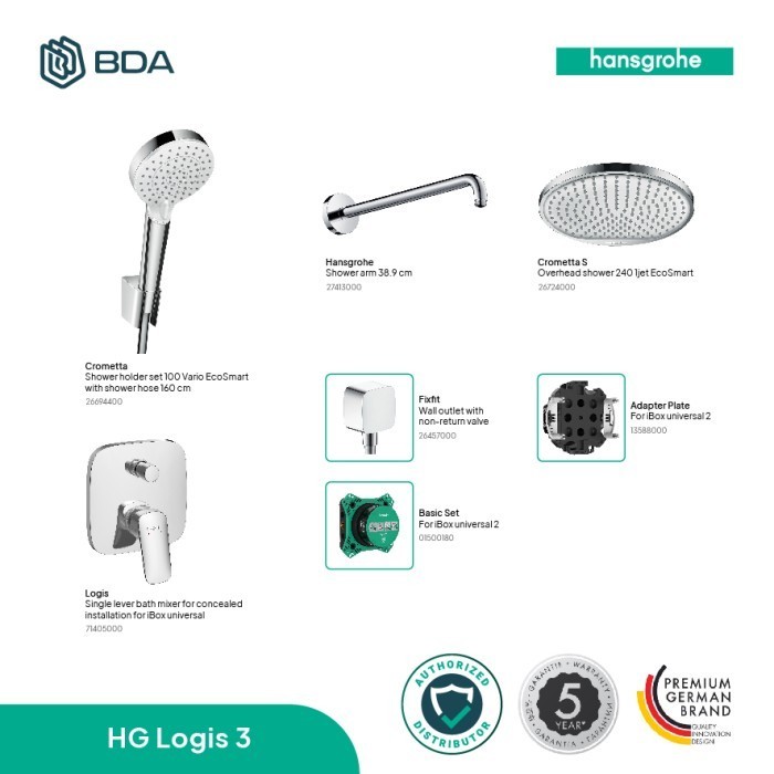 Hansgrohe Shower Kamar Mandi Set Shower Set Tanam Shower Mandi Crometta S