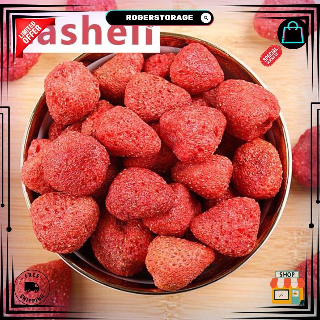 

Casheli Strawberry Kering Freeze Dried Utuh Premium Fresh Baru Crispy Original Sweet Taste D Promo 3.3