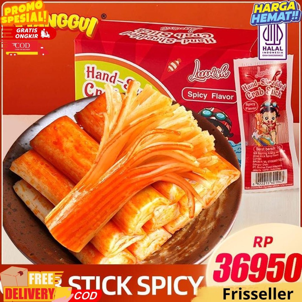 

(Halal) Lianggui Luvish Crab Stick Snack Cemilan Siap Saji Barbecue/Spicy Flavor Box Isi 20Pcs Lebaran Best Seller Enak Cemilan D Cod