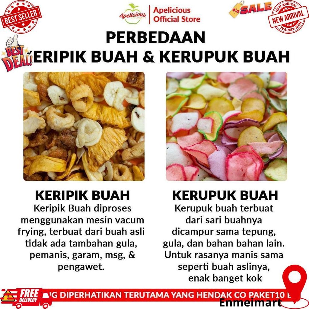 

Apelicious Baru Paket Hemat 10Pcs Keripik (Buah, Sayur, Krupuk Buah) D Best Seller