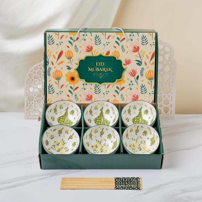 

New! [ HAMPERS LEBARAN ] Mangkok Keramik Set Lebaran / Gift Lebaran Premium / Mangkok Lebaran / Kado Lebaran / Hampers Akhir Tahun Mangkok Set / Gift Box Hari Raya / Gift Parcel Mangkok / Parcel Idul Fitri - 6PC EIDFLOWER FA Lebaran