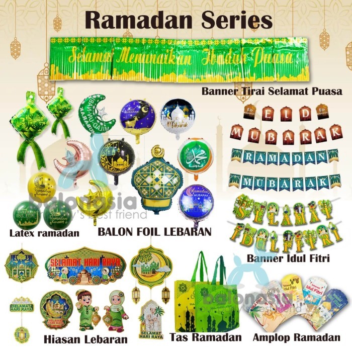

New! Balon foil perlengkapan ramadan bulan bintang ketupat amplop idul fitri/ hiasan lebaran all Lebaran