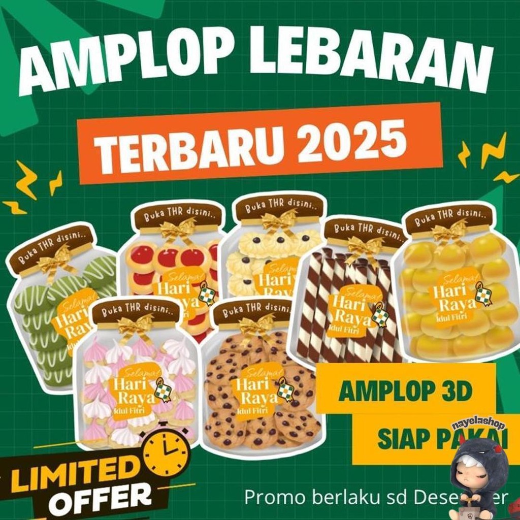 

(Readdy) 10Pcs Amplop Lebaran Toples Snack 3D/Amplop Lebaran Terbaru 2024 Diskon