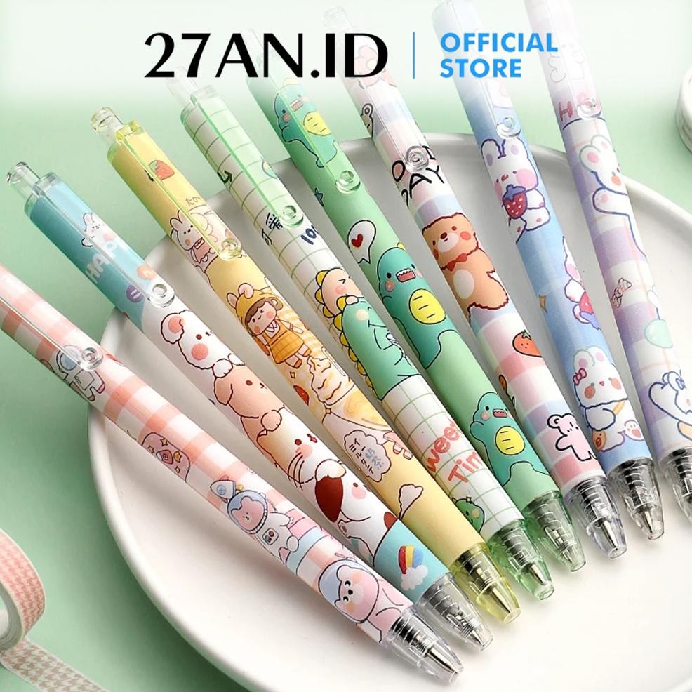 

fh-46 (27AN.ID) Pulpen Set Karakter Lucu H643 Pulpen Mekanik isi 6pcs Bolpoin Gel Viral