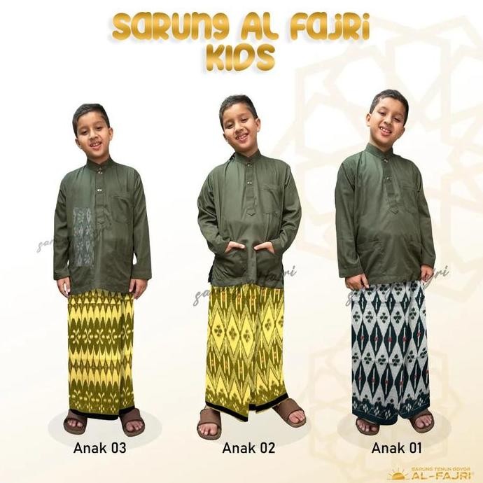 SARUNG Tenun ANAK GOYOR PREMIUM Corak Motif Muslim Nyaman Batik Songket Hitam Kain
