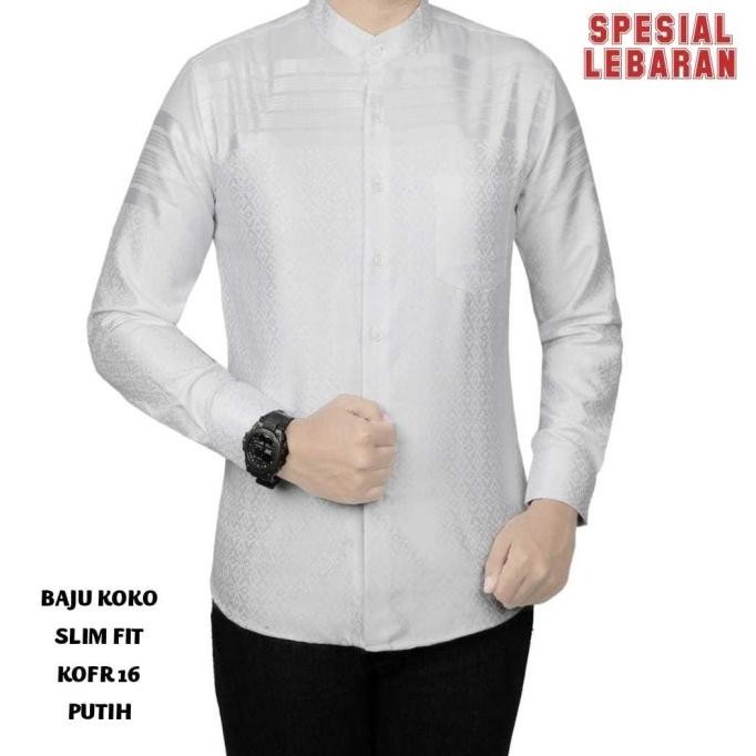 Terlaris Baju Koko Pria Slim Fit Kemeja Koko Pria Slim Fit Putih Bk32 Ready Stok