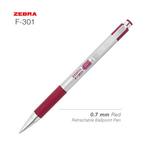 

ZEBRA F-301 Retractable Ballpoint Pen 0.7 mm Red