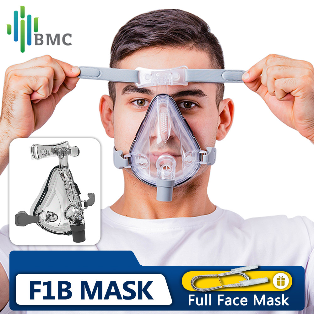 BARU BMC Full Face Mask F1B CPAP Mask BiPAP Accessories With Headgear Forehead Support Pads Nasal Fa