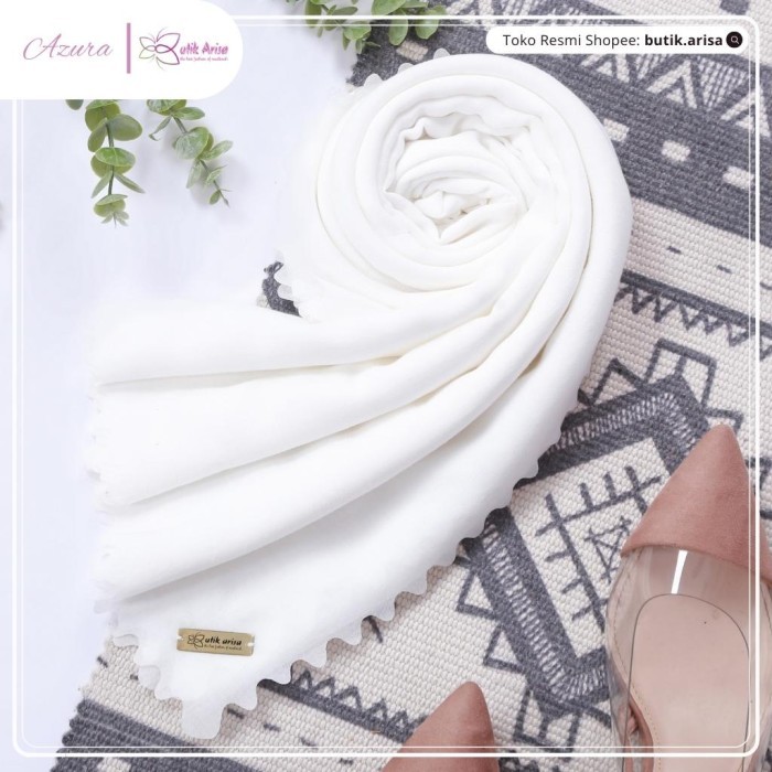 Azura Butik Arisa Hijab Putih Segi Empat Syari Putih Tulang Jilbab Put