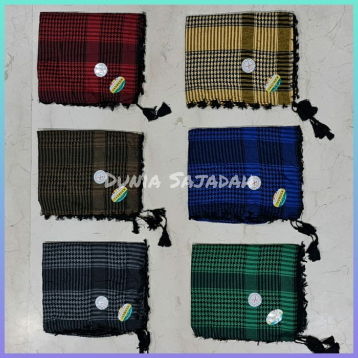 Sorban Sorban Arafat Yasmeen Dasar Hitam / Sorban Kotak Kuncir Dasar Hitam halus arab panjang