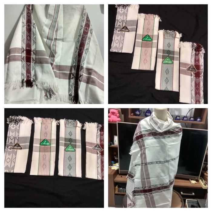 Sorban sorban ALISKA putih songket panjang motif halus