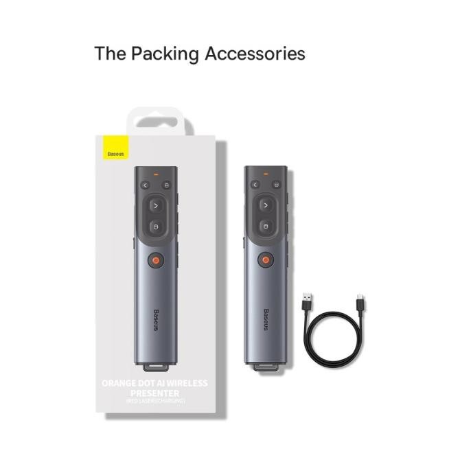 LASER POINTER BASEUS SPOTLIGHT AI WIRELESS PRESENTER LASER POINTER DIGITAL UNTUK TV LED AIR MOUSE