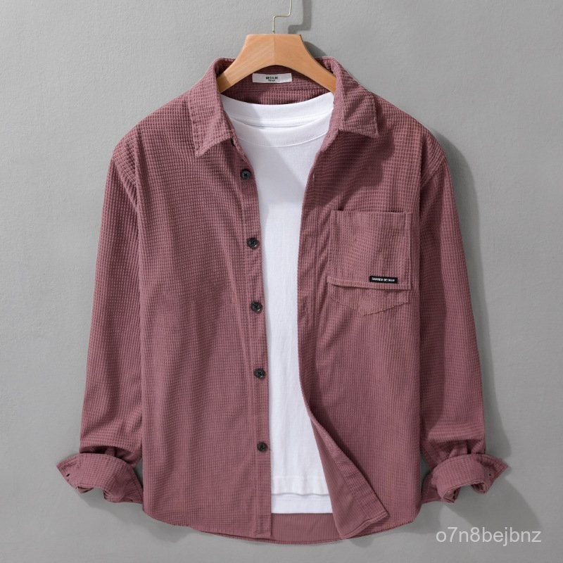 Men's Corduroy Simple Long Sleeve Shirt Casual Loose Trendy Youth Versatile Men's Shirt