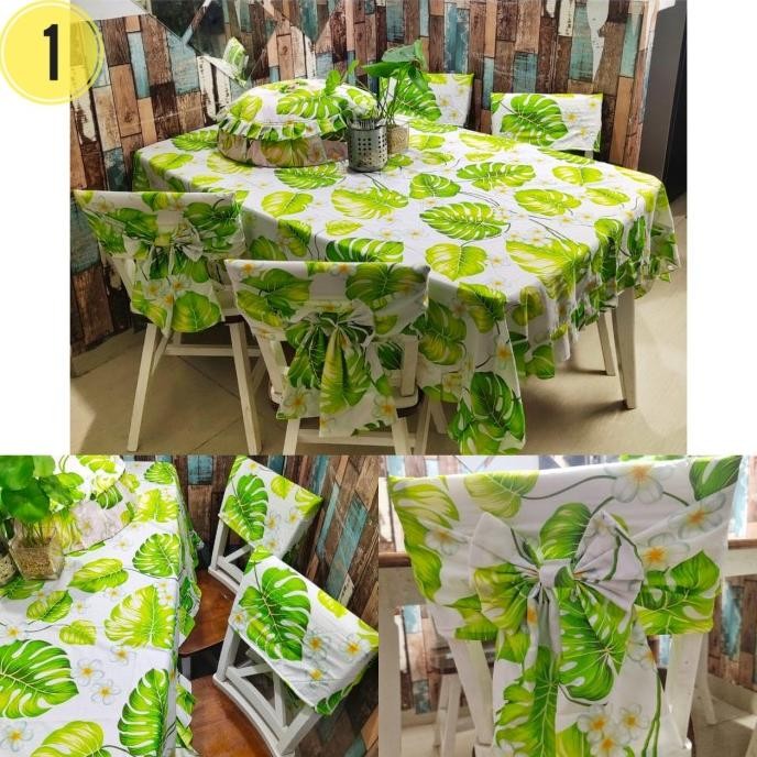 New Product Set CTC Taplak Meja Makan, 4 Sarung Kursi, dan Tudung Saji