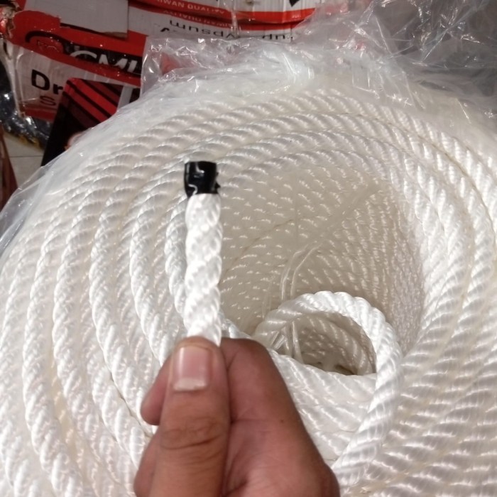 STOK TERBARU Tali Tambang Nylon Tali Nilon Tambang Putih Tambang Nylon 12mm per 50m