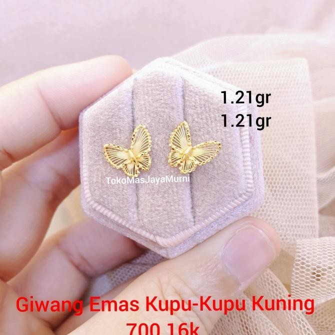 Anting Emas Giwang Kupu-Kupu ala Kendari Kuning 700 16k