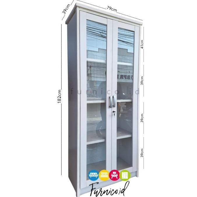 Lemari Pajangan Tas Kaca | Rak Buku Putih