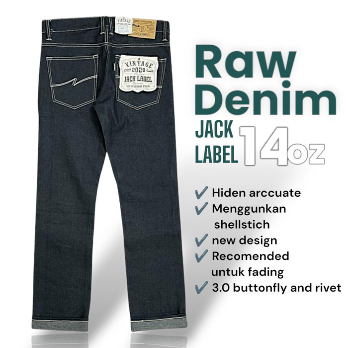 JACK LABEL ORIGINAL DENIM RAW 15 OZ REGULER JEANS BLACK INDHIGO