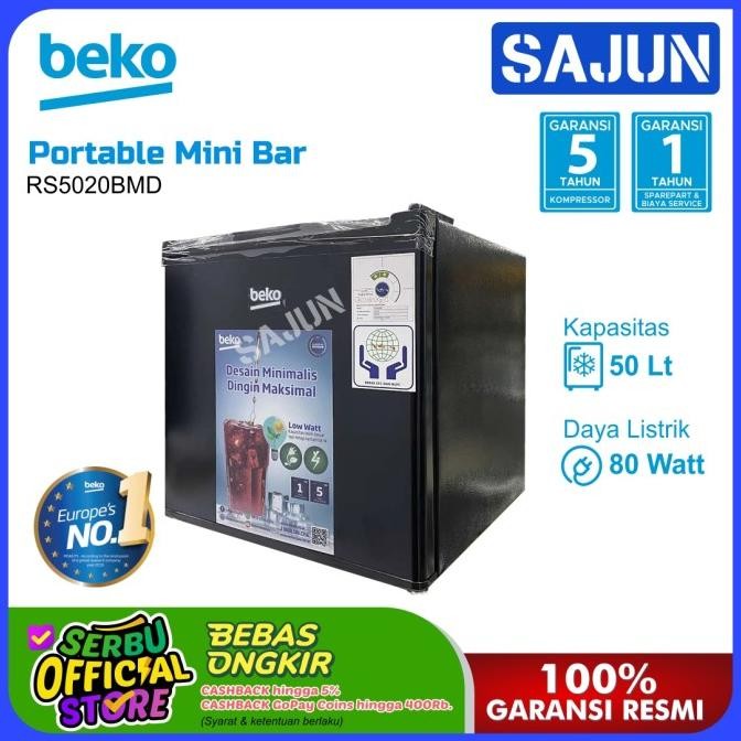 Beko Kulkas Mini Bar Portable 50 Liter Low Watt RS5020BMD / RS5020
