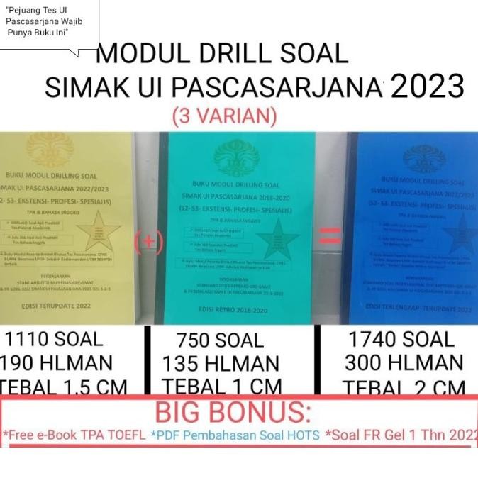 || PROMO BUKU / Buku Drilling Soal SIMAK UI PASCASARJANA(S2-S3-Profesi-Spesialis) 2021 DISKON