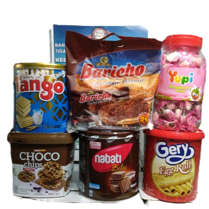 

paket lebaran 165 rb isi 6 macam.yupi,tanggo vanila,baricho,gery,nabati coklat,chochochip