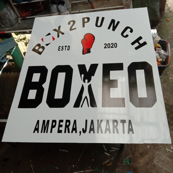 PLANG NAMA TOKO + FRAME BESI MODEL 1 MUKA