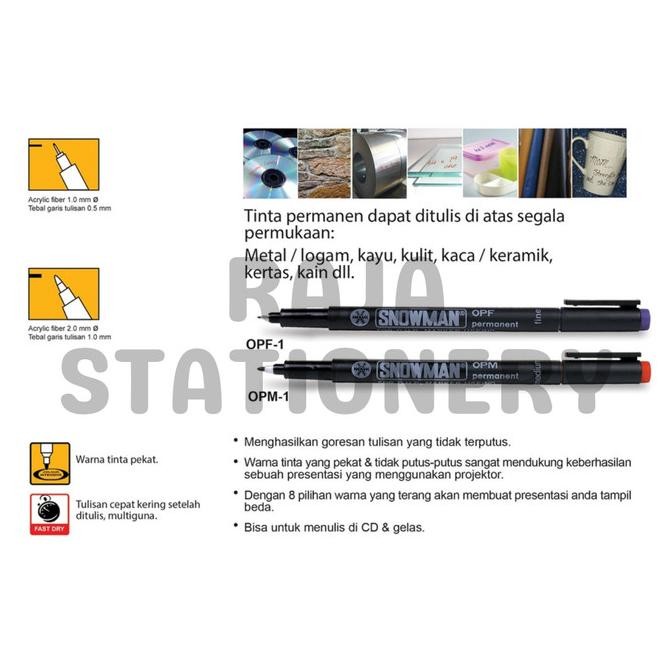 

Snowman Permanent Marker OPF OPM / Spidol Permanen Snowman Fine OHP