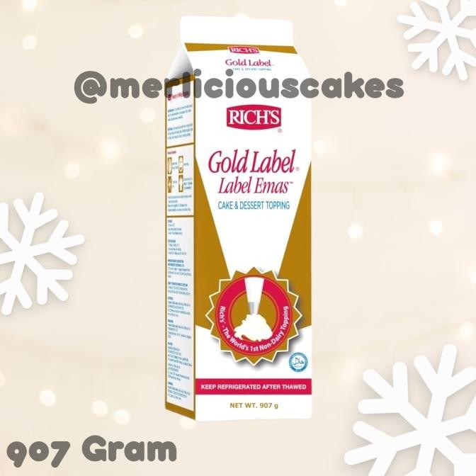 

*$*$*$*$] INSTANT COURIER ONLY Rich's Gold Label 907 Gr Non Dairy Whipping Cream