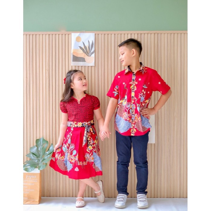 Baju Batik Anak Couple Keluarga / Baju Merah Imlek Sincia - BBC Series