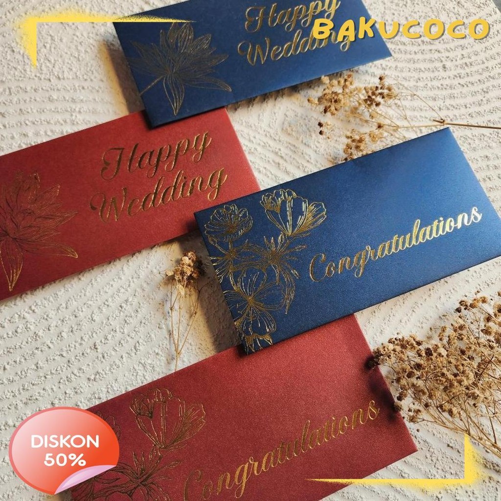 

Amplop Uang Horizontal Besar 9.5X18.5Cm Happy Wedding Congratulations / Angpao Selamat Bahan Fancy Jasmine / Angpau Wedding / Angpau Congratulations (Isi 10 Pcs) Diskon