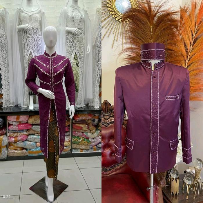 sepasang baju orang tua pengantin / kebaya ibu hajat couple beskap