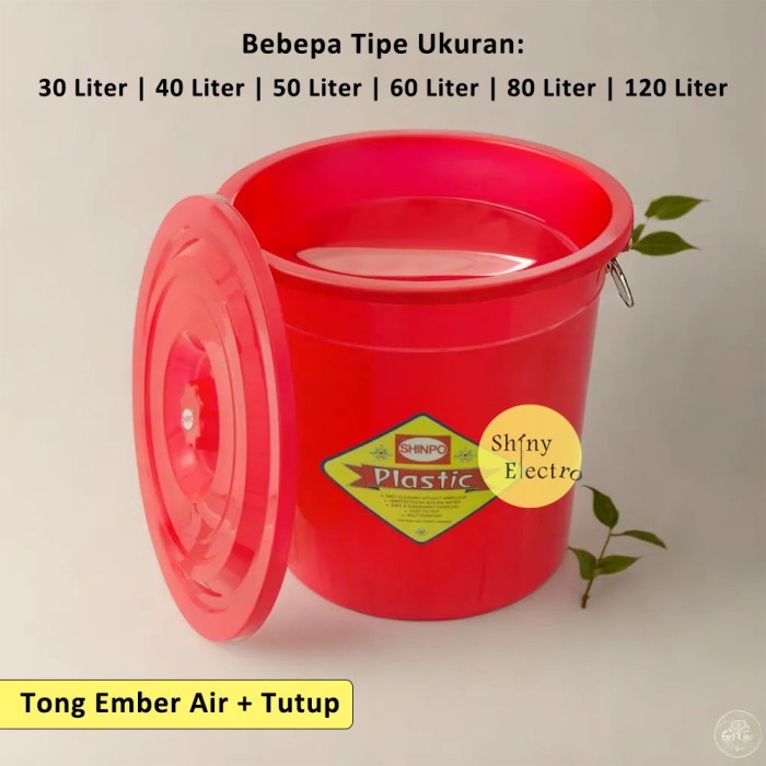 ASLI EMBER TUTUP KECIL SEDANG BESAR JUMBO PLASTIK KAMAR MANDI - UKURAN 30 LITER / 40 LTR / 50 L / 60