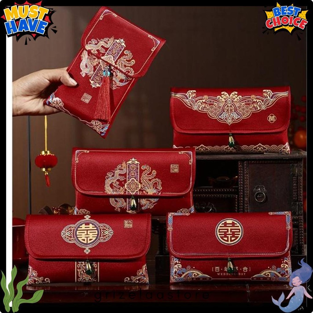 

[Dompet Angpao Kain Shuang Xi Premium] Dompet Amplop Angpao /Angpau / Hongbao Glitter Wedding, Sangjit , Uang Susu, Pernikahan / Shuang Xuang Xi Terlaris! Produk Ini Banyak Dicari