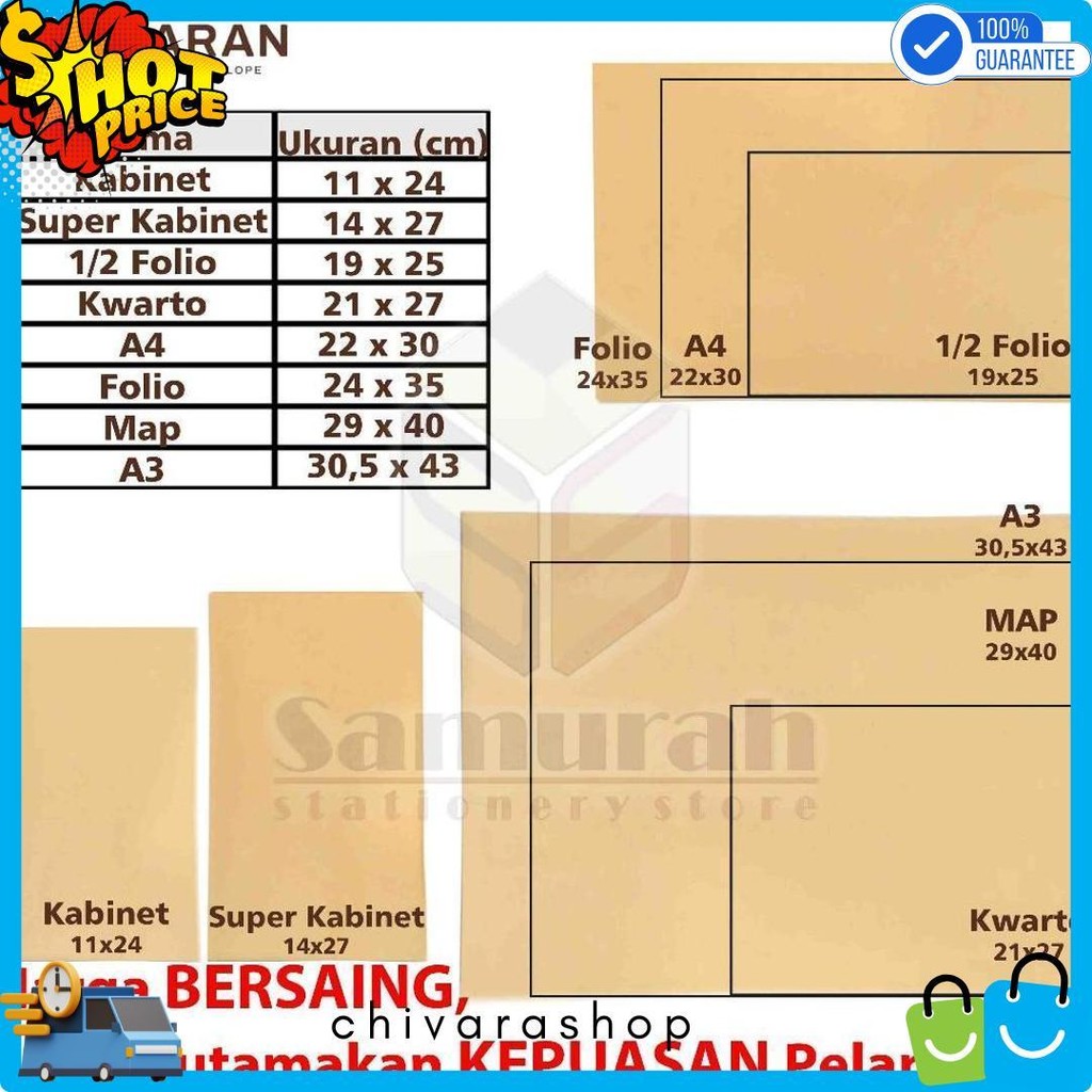 

Amplop Kertas Coklat Garan Ukuran A4 22 X 30 Cm / Amplop Dokumen 22X30 1 Pak Isi 100 Lembar Tebal 70 Gsm - Gram Flash Sale! Diskon Hingga 70%