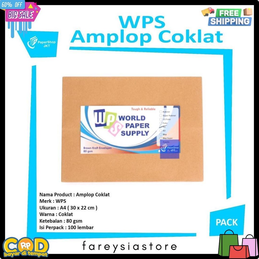 

Wps - Amplop Coklat Ukuran A4 ( 30 X 22 Cm ) - Pack Flash Sale! Diskon Hingga 70%