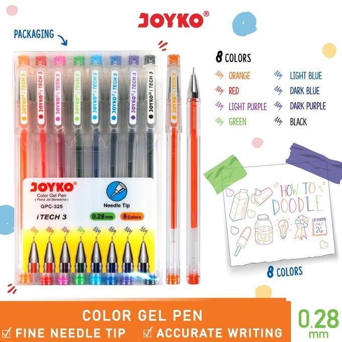 

Joyko Colour Gel Pen SET 8 Colours / Pulpen Warna Joyko iTech GPC-325
