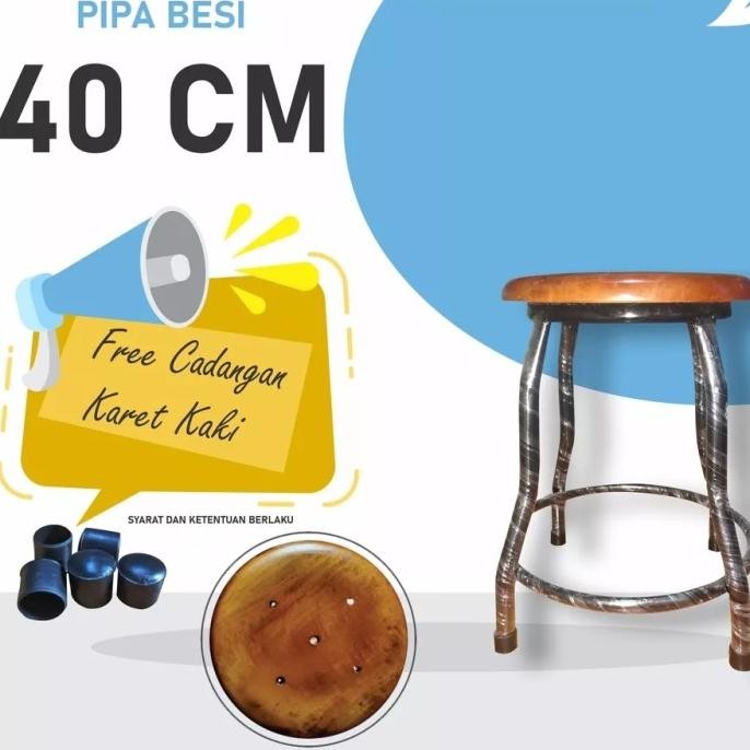 ] KURSI BULAT KAKI BESI TINGGI 40 CM