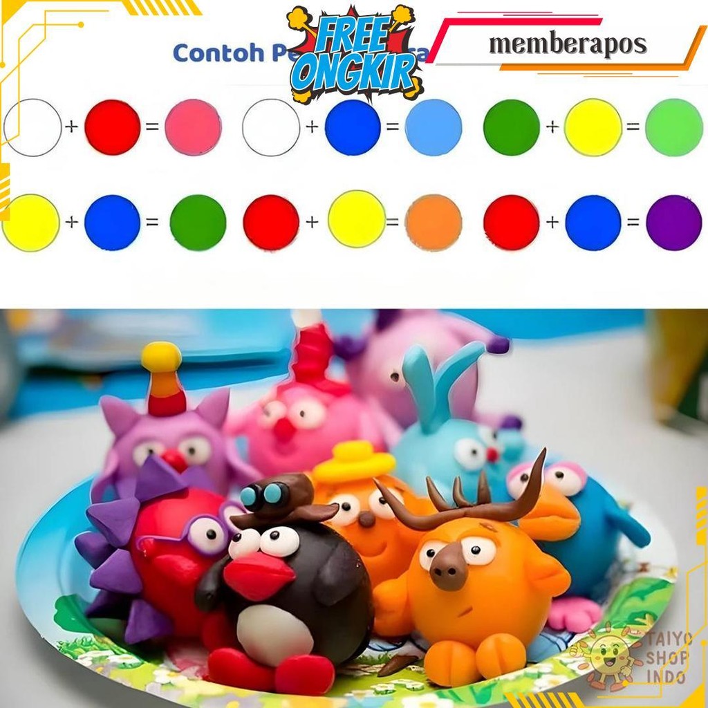 Mainan Anak Clay Polymer Isi 12 Pcs Clime Set Soft Clay Dough 12 Warna Edukasi Kreatif / Clay Polyme