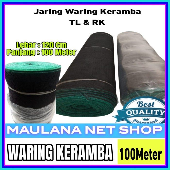 STOK TERBARU Jaring Ikan Waring Hitam RK Anti Geser 1rol untuk Pagar, Kebun, Filter Kolam Tutup