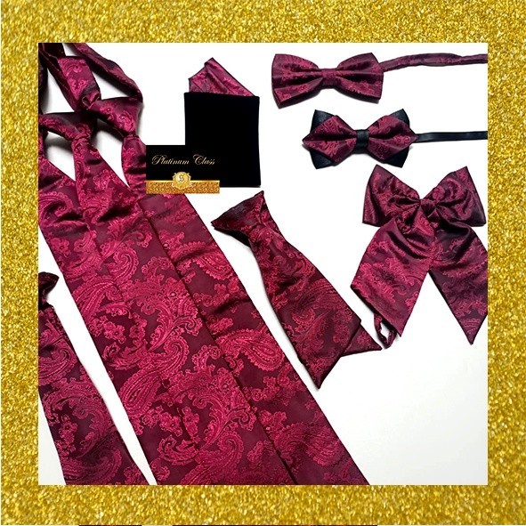 Dasi merah maroon batik pria platinum class bahan sutra premium ready