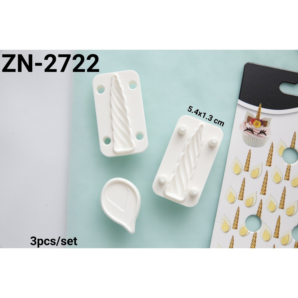 ZN-2722 Cutter embossercetakan fondant gumpaste tanduk unicorn cake (CUTTER)