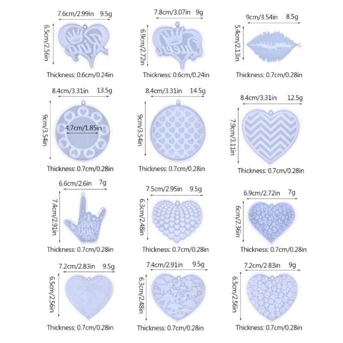 HARGA KHUSUS SELAN 12PAK LIONTIN CETAKAN RESIN MOLDA VALENTINES DAY SERIES CLAY