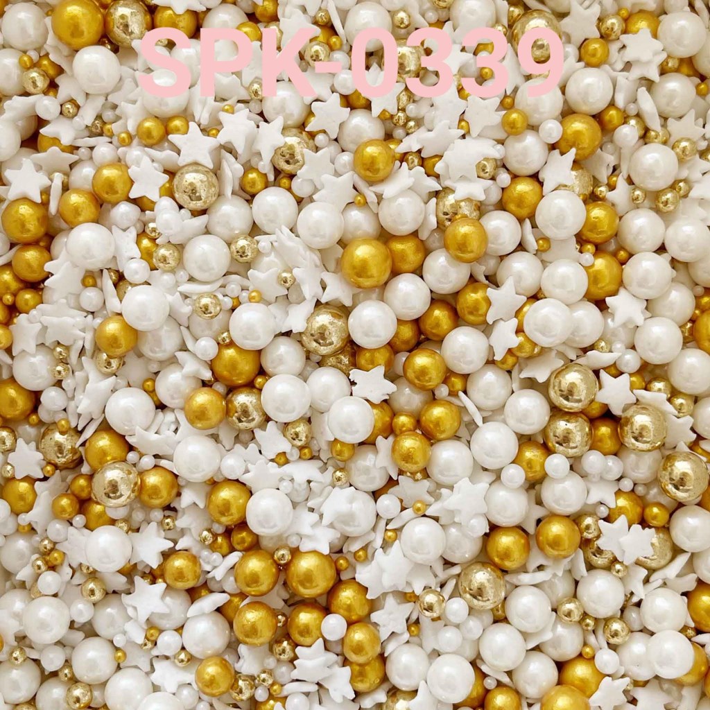 

SPK-0339 Sprinkles sprinkle springkel 1kg bintang mutiara putih emas (SPRINKLES)