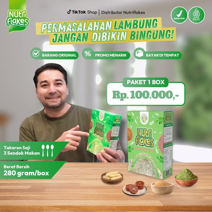 

NUTRIFLAKES PAKET 1 BOX CEREAL UMBI GARUT ORGANIK ALAMI SUSU GRANOLA OATMEAL