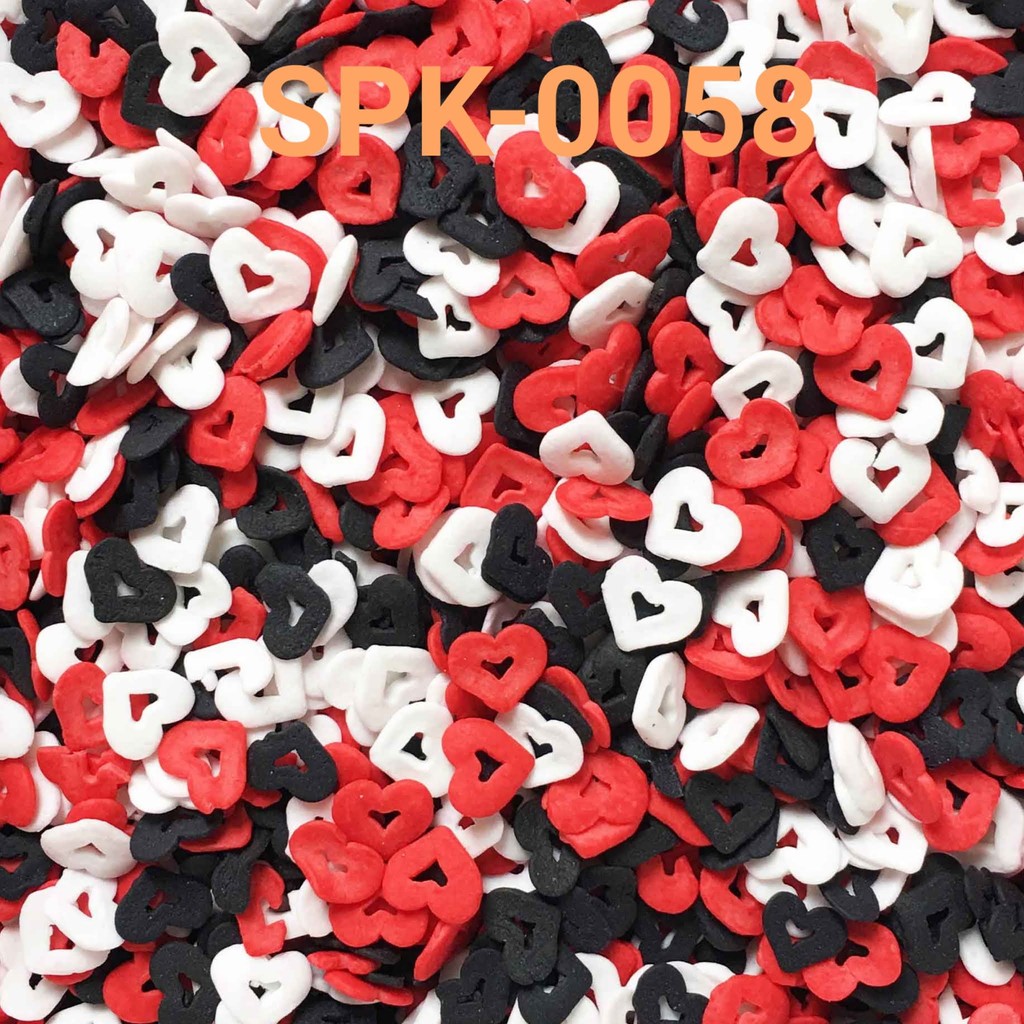 

SPK-0058 Sprinkles sprinkle sprinkel 1kg 1kilo hati hitam merah putih (SPRINKLES)