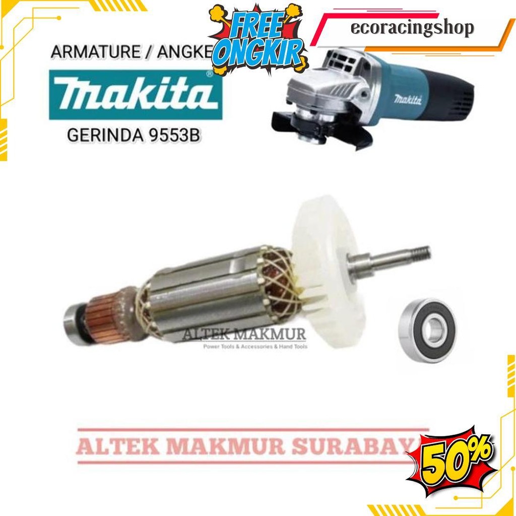 Sparepart Armature Mesin Gerinda Tangan Makita 9553B / 9553 B / Angker Dinamo Gurinda Makita 9553 B 