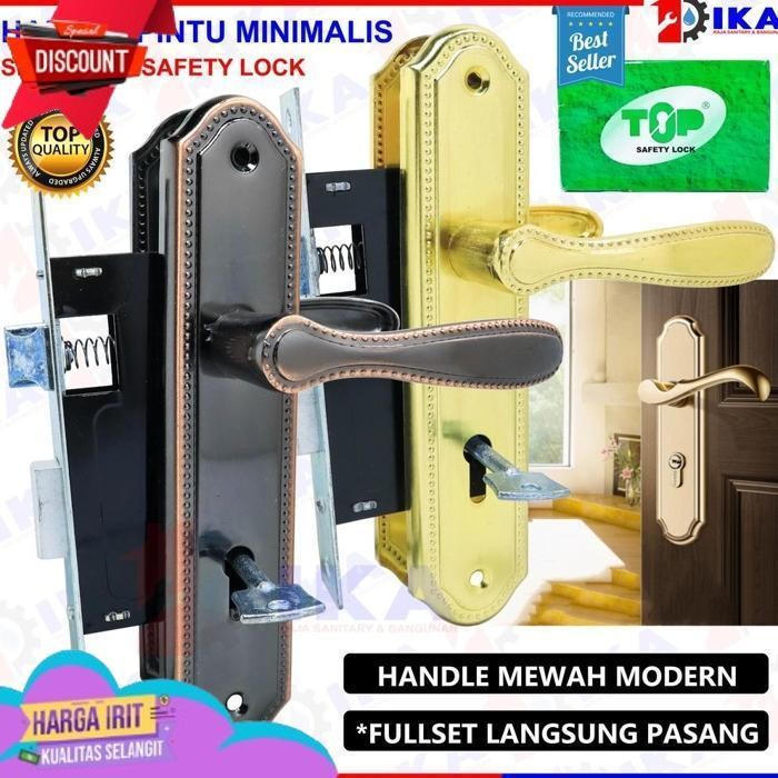 SALE KUNCI PINTU RUMAH KECIL KUMPLIT 1 SET | 15CM | GAGANG HANDLE KUNCI PINTU KAMAR STAINLESS TERMUR