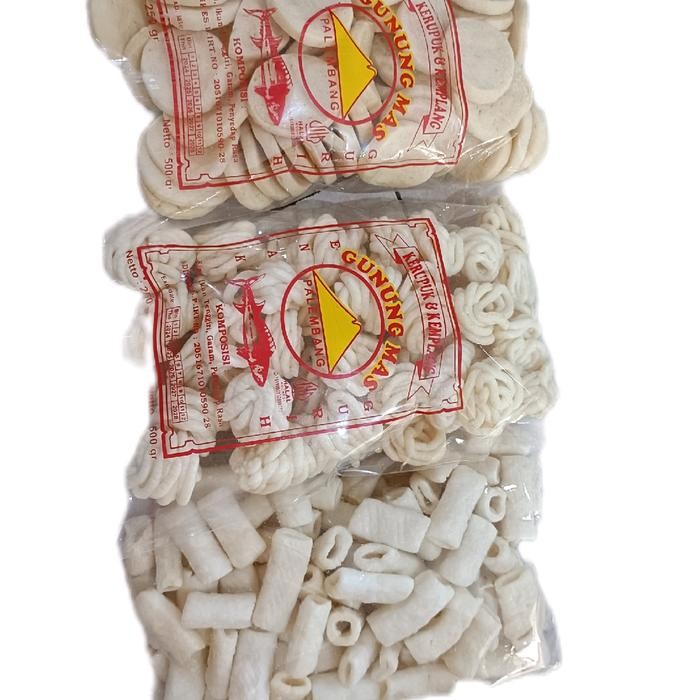 

New PAKET KERUPUK KANSAUS 750gr KANCING USUS SANGGUL IKAN TENGGIRI SNACK Ready