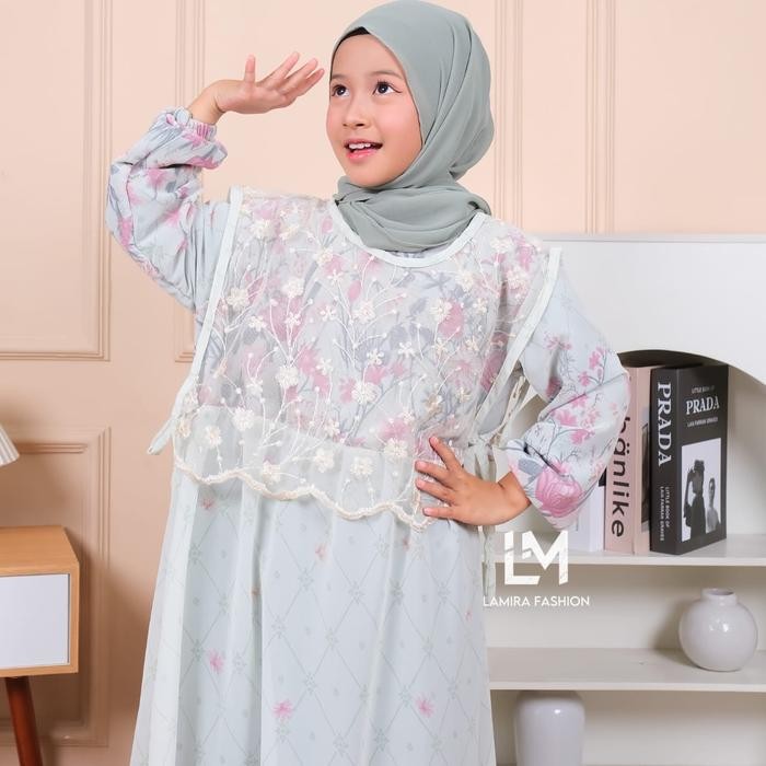 Best Seller Gamis Anak Perempuan Melodi Rompi Ceruty Armany Mix Brukat Tille/Gamis Anak Tanggung By