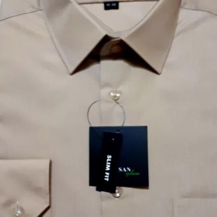 Kemeja Pria Alisan Slim fit Lengan panjang Coklat susu C 1 Terlaris